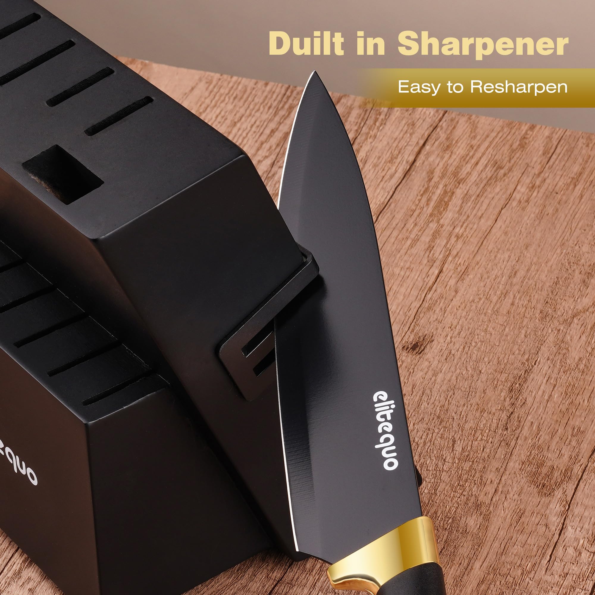 Dishwasher safe Elitequo knife set for kitchen cleanup