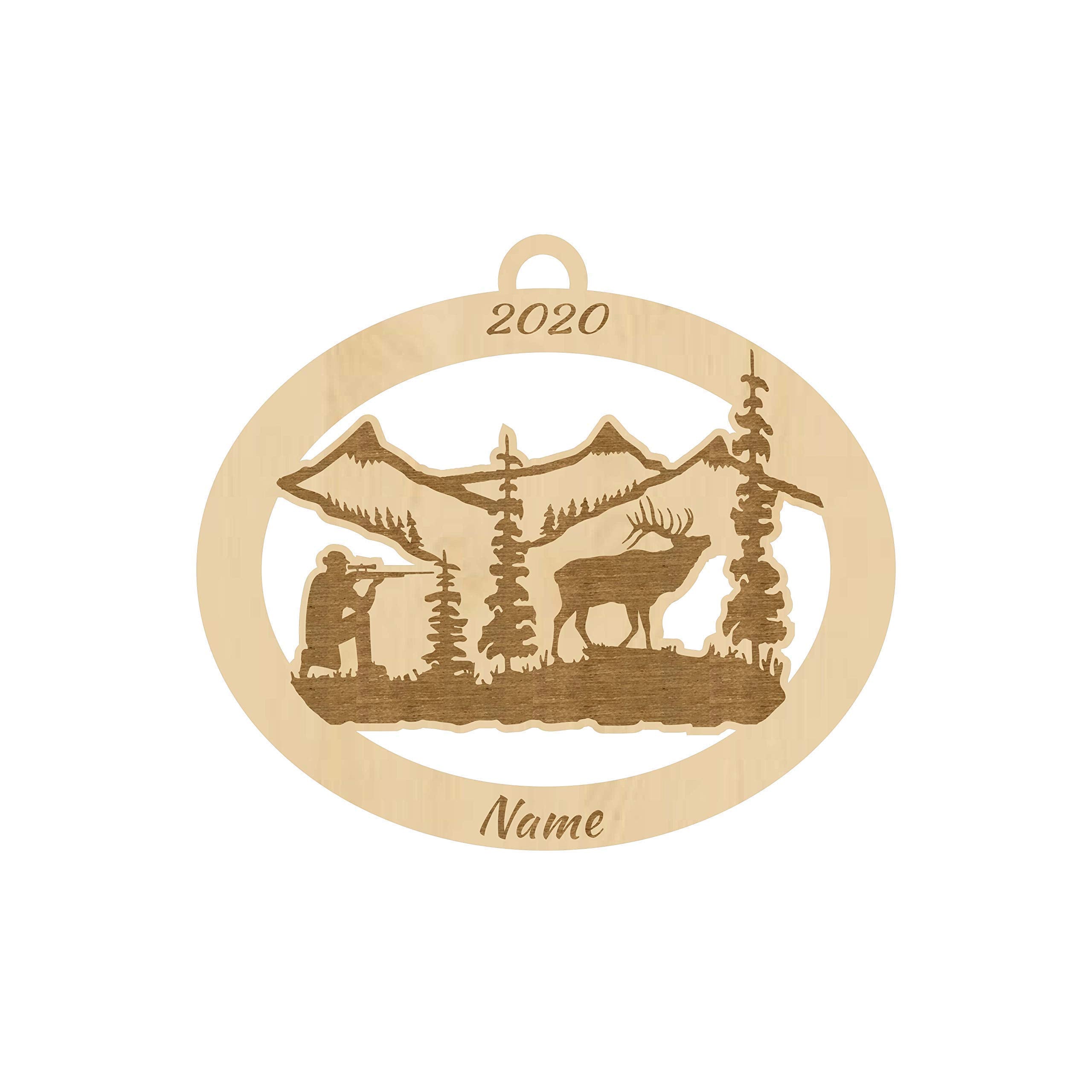 Elk Personalized Hunting Christmas Ornament birch wood 3.5 x 4 in