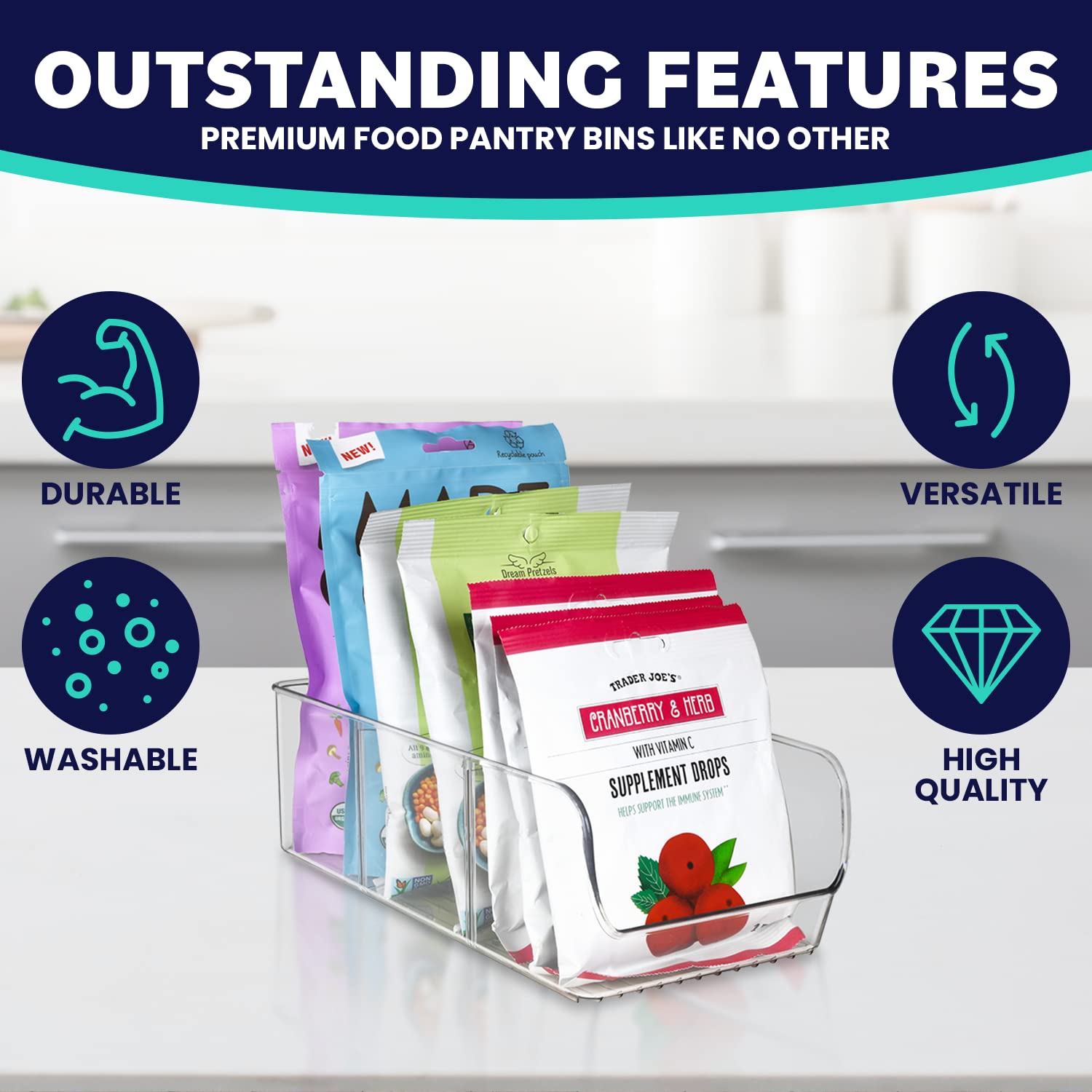 Pantry storage ELTOW bins for spices packets