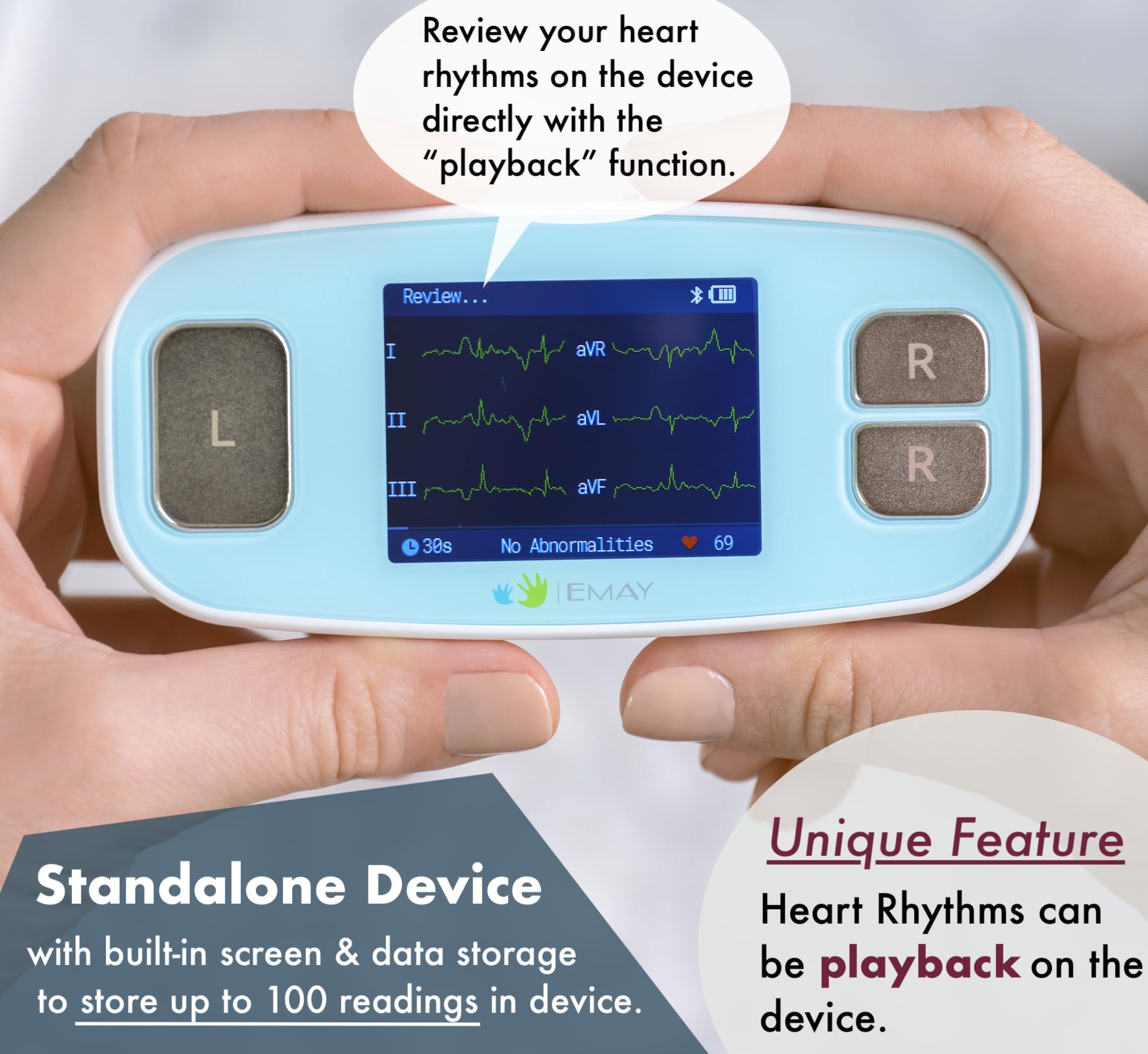 Built-in rechargeable battery in EMAY 6L portable ECG monitor