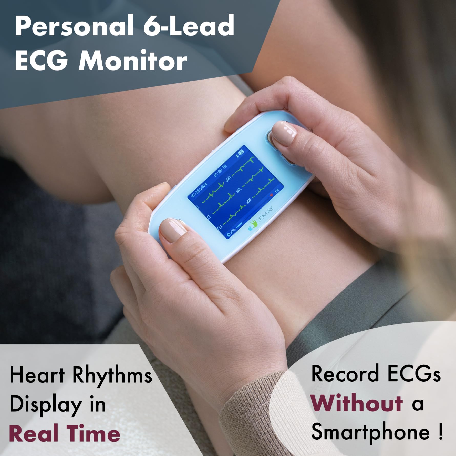 EMAY 6L ECG monitor connected to PC via USB
