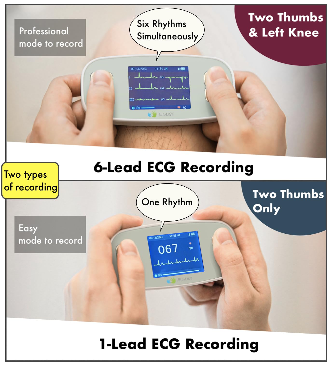 OTC use EMAY 6L ECG monitor with pacemaker caution