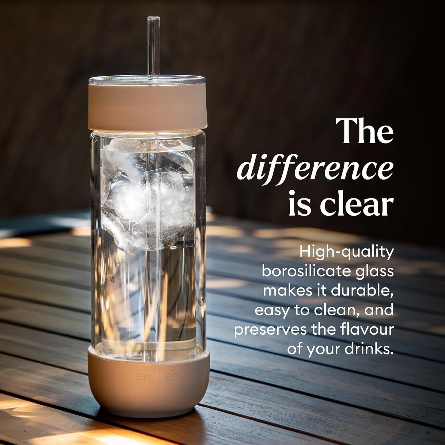 Ember 16oz iced coffee tumbler ready for on-the-go