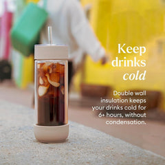 Ember insulated glass tumbler 16oz for cold beverages