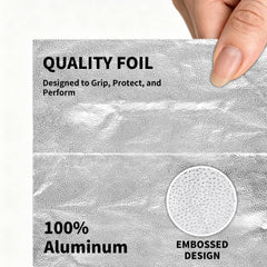 embossed foil sheets in a pop-up dispenser