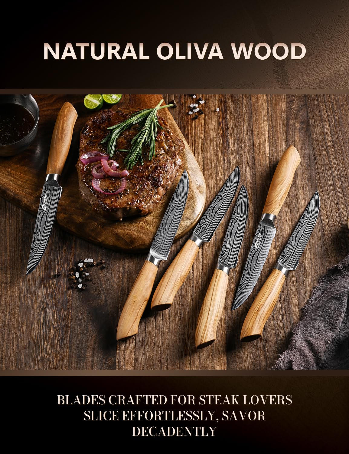 Wooden gift box packaging for Emojoy steak knives
