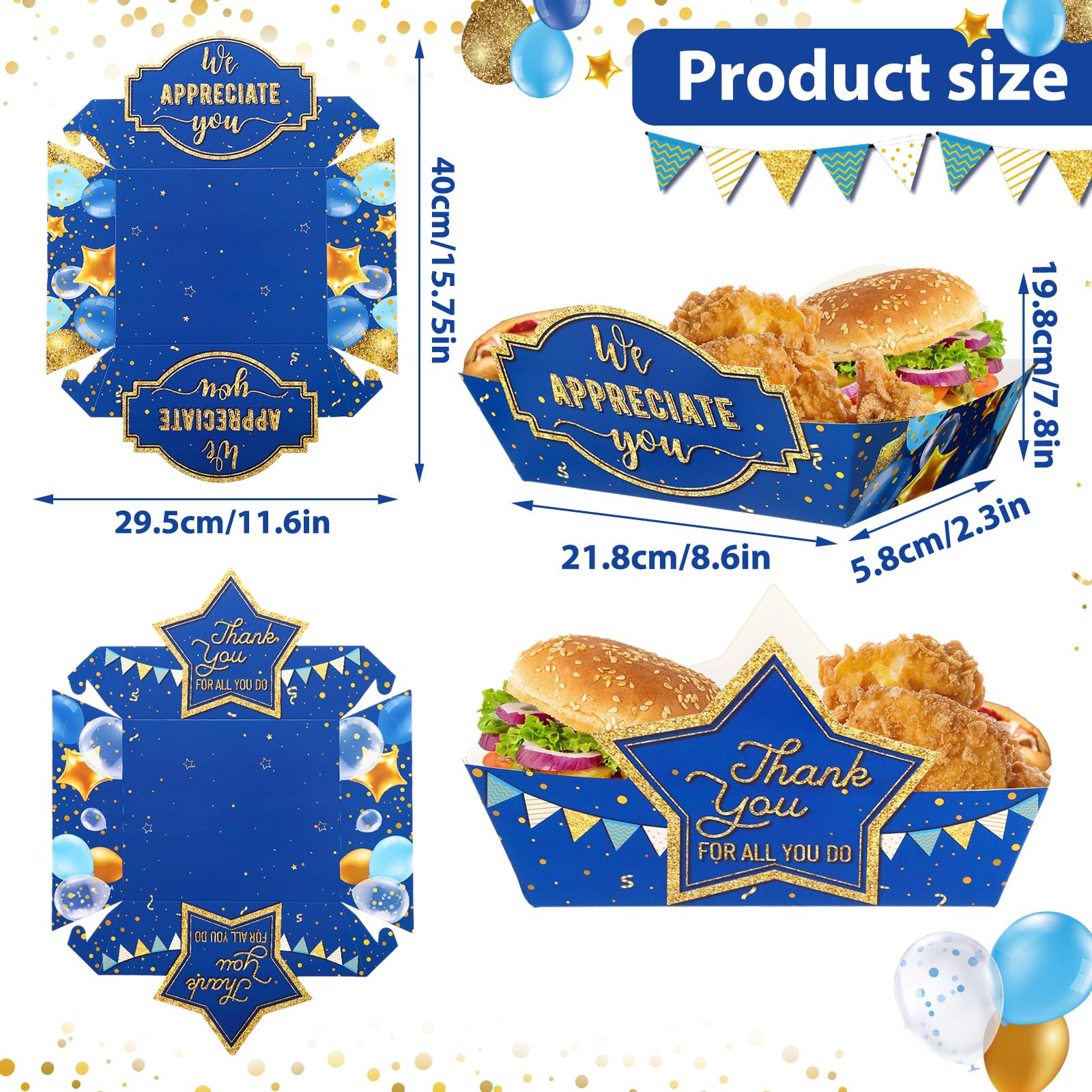 Large disposable paper trays for employee appreciation party