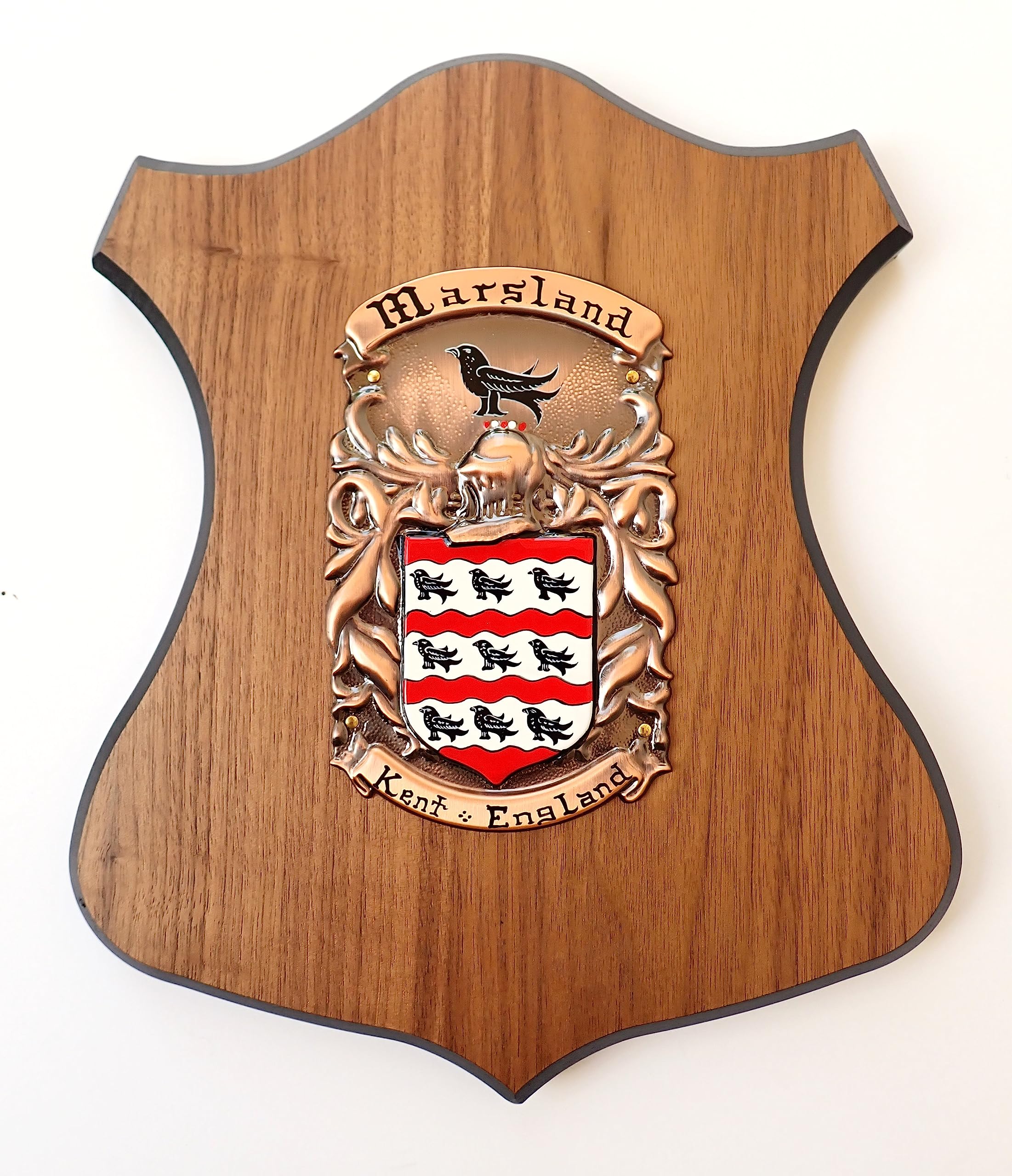 Family heirloom quality crest mounted on wood plaque