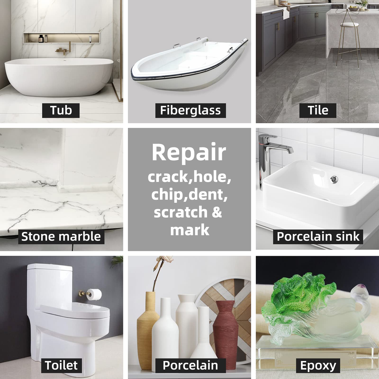 Enamel bathtub repair with color matched kit