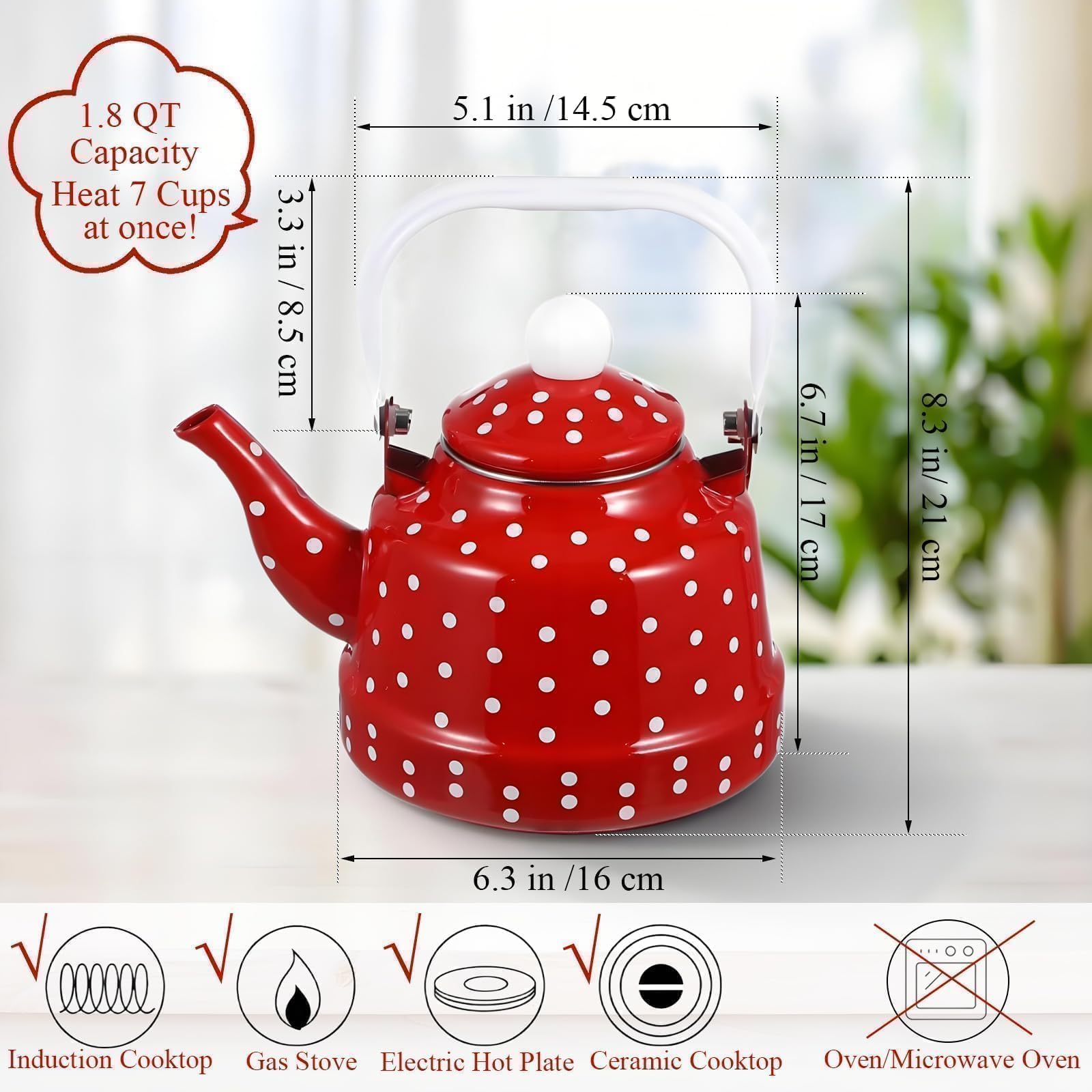 Enamel on steel kettle with no whistle design