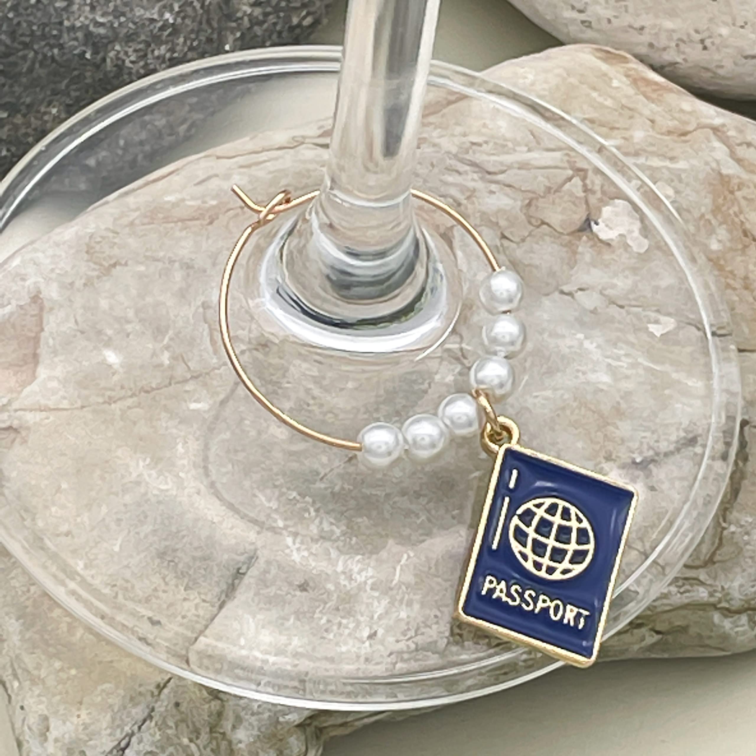 Airplane travel icon enamel charm for wine glass stems