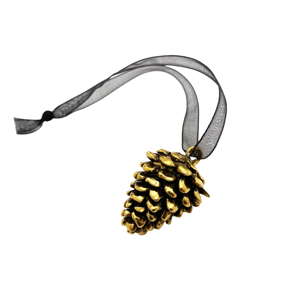 Enchanted Leaves brass pine cone ornament size 34mm by 23mm