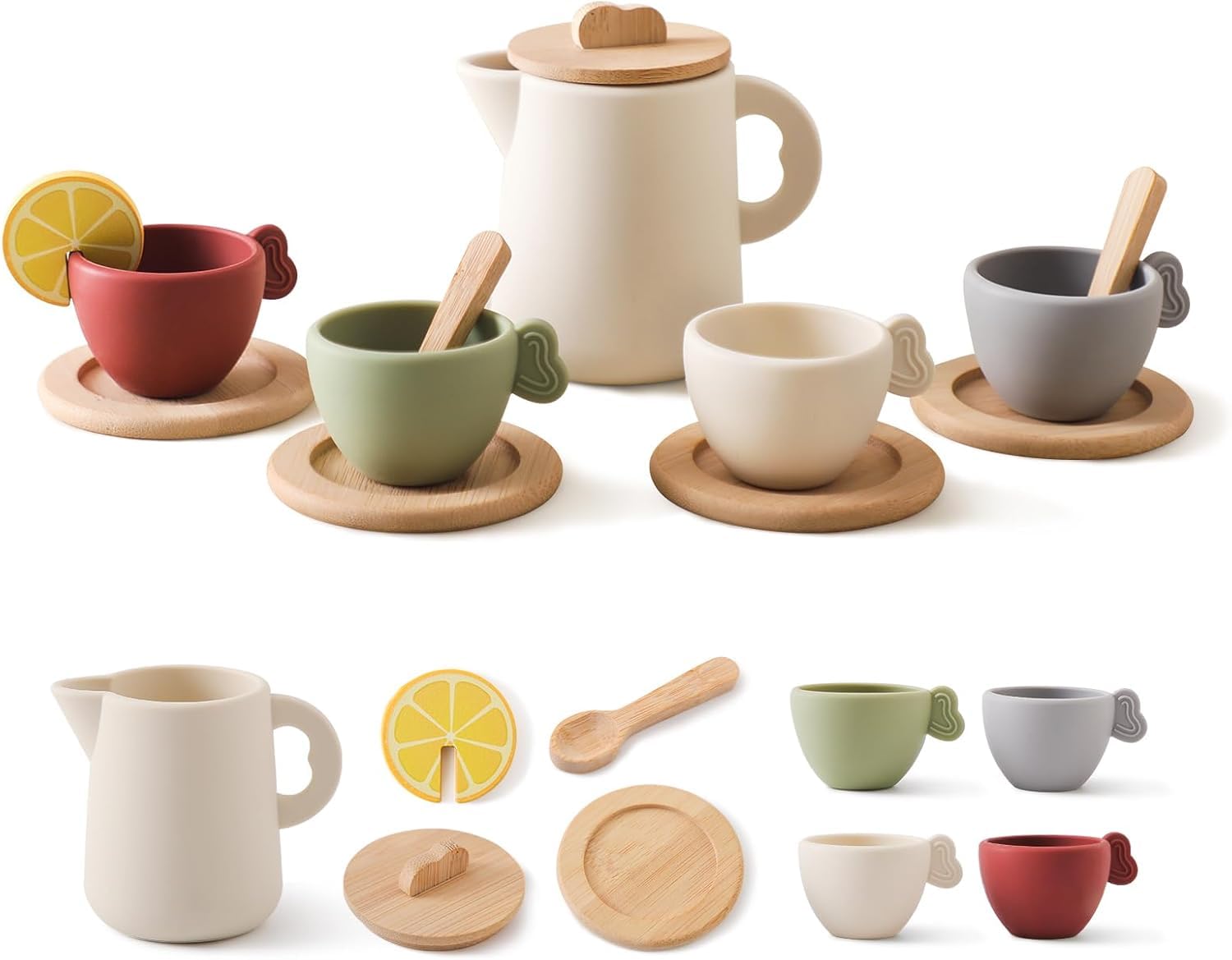 Enchanting Wooden Tea Party Set silicone teapot image