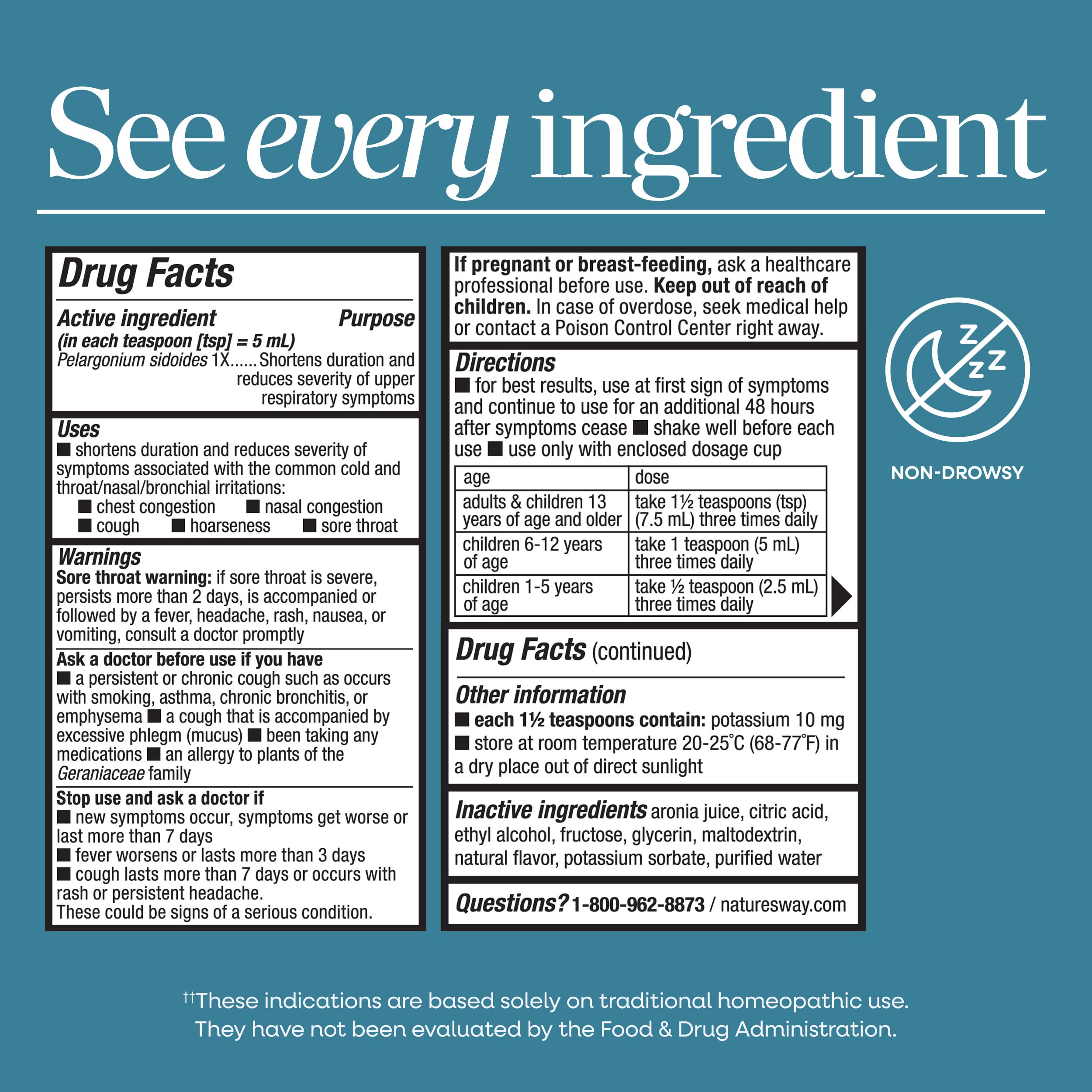 Dosing directions for ages 1 and up on label