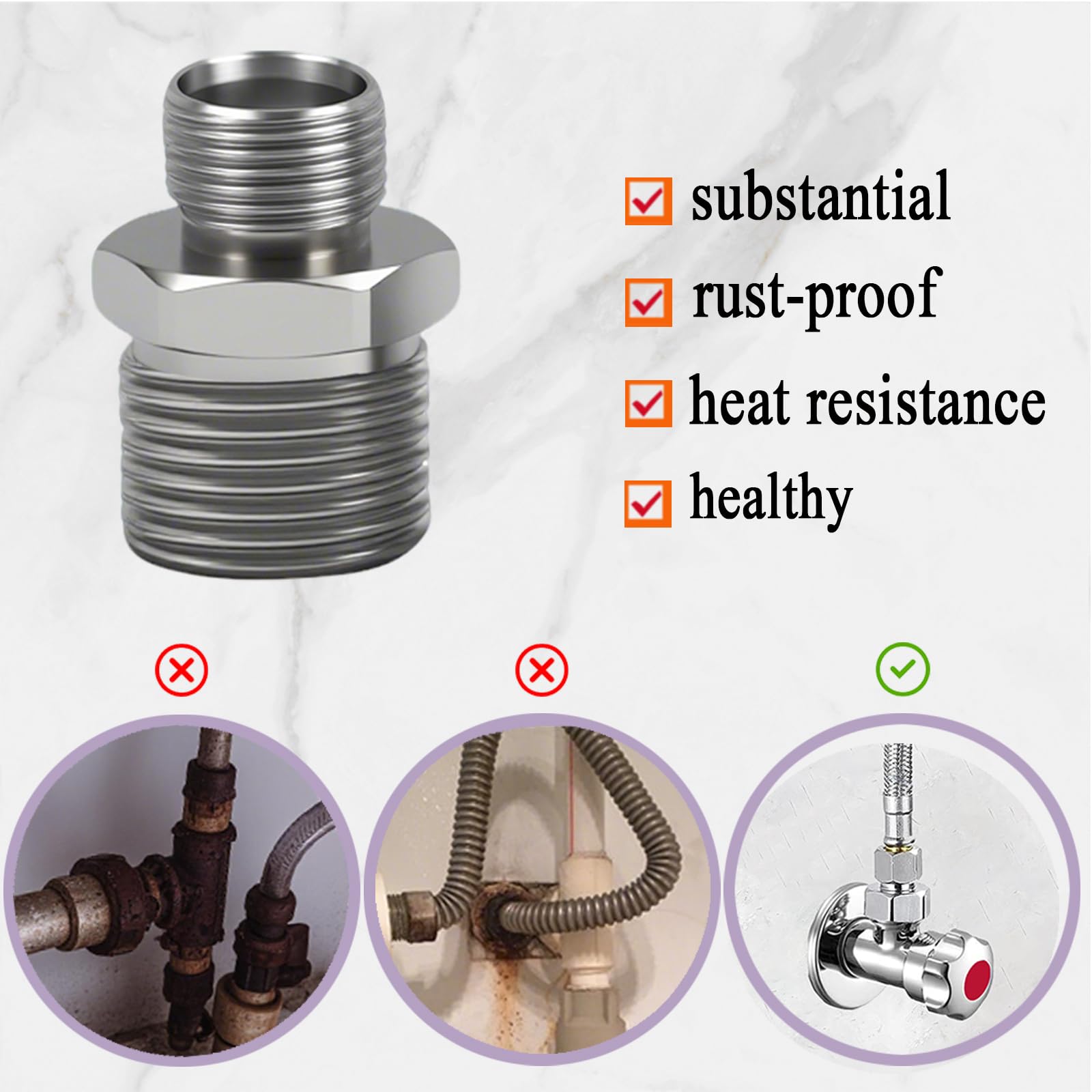Nickel coated brass faucet adapter ENCMY for hot cold
