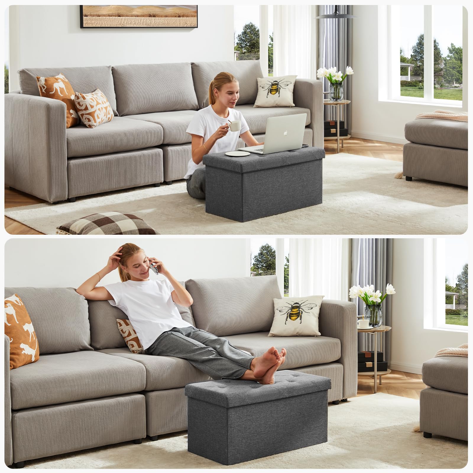 End of bed ottoman bench dimensions 15D x 30W x 15H