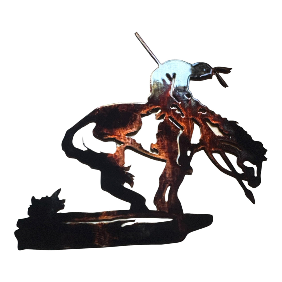 End of Trail metal wall art accent copper bronze plated finish