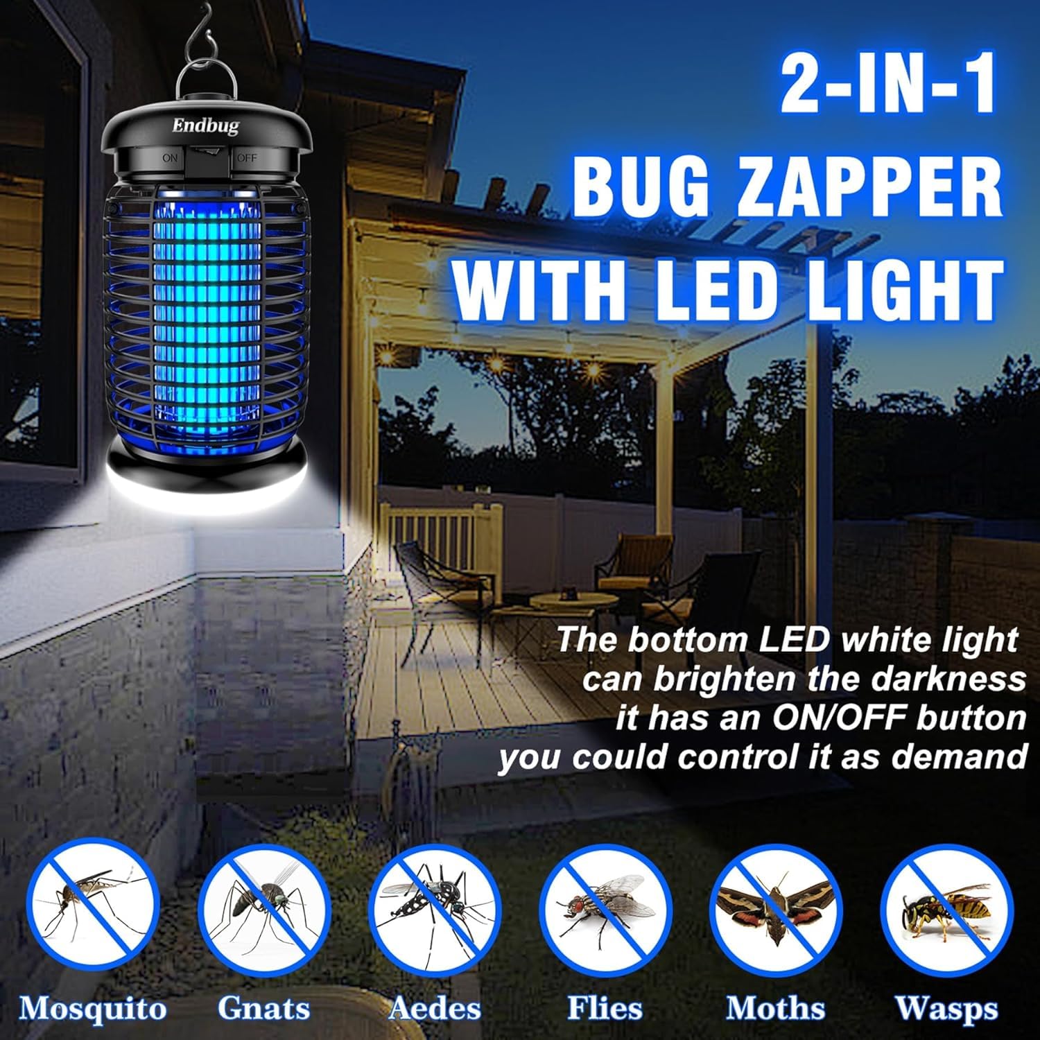 Endbug 365nm purple light attracts flying insects