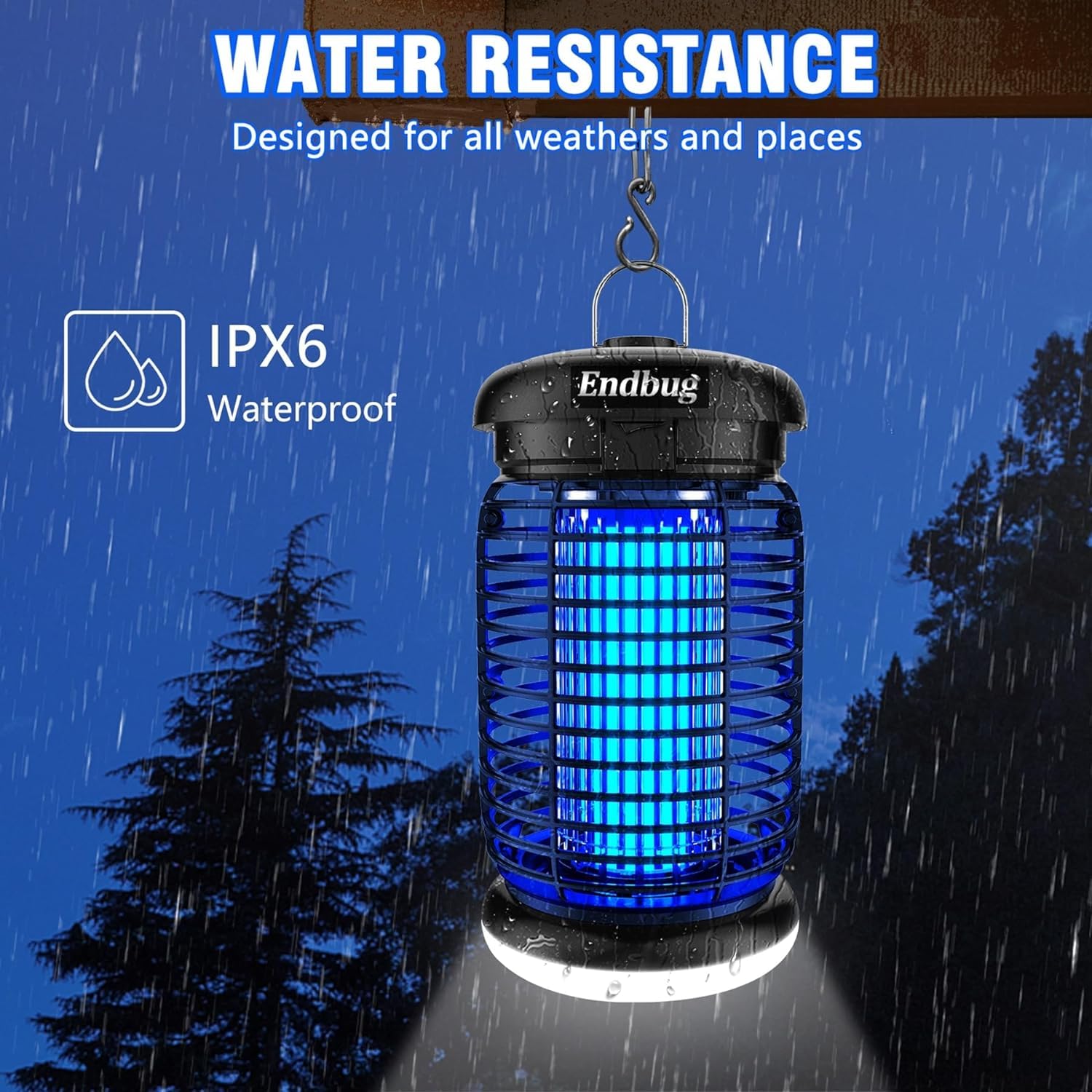 IPX6 waterproof Endbug bug zapper with hanging hook
