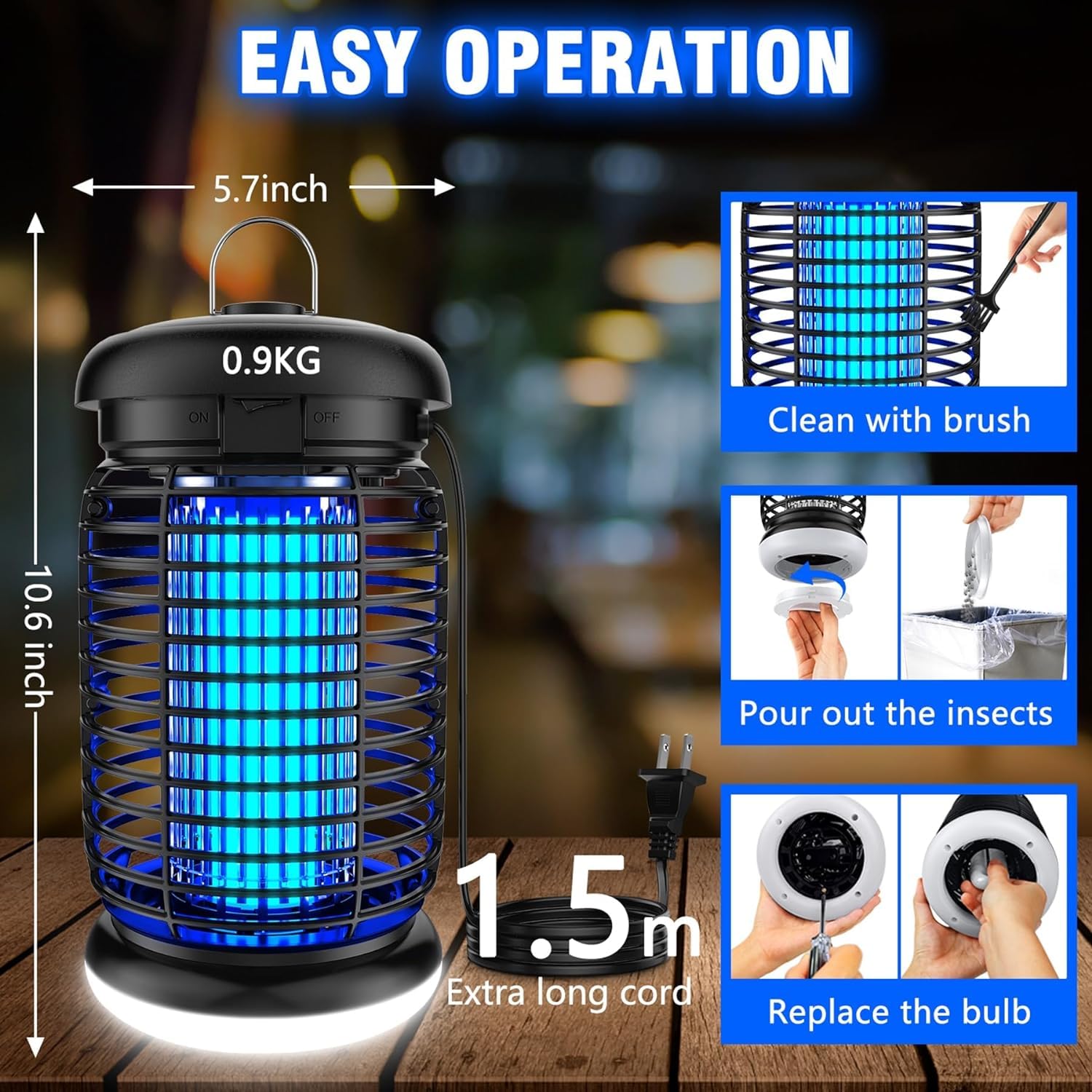 Endbug Bug Zapper LED light bottom view