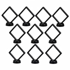 Enenes 10 pack 3D floating display case with stand black frame