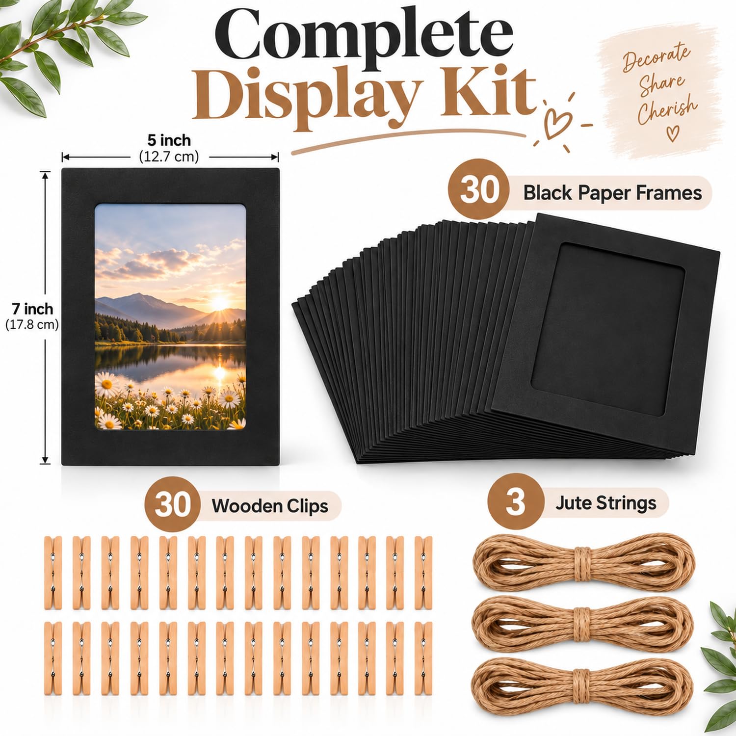Black paper frame with full-back design for secure photos