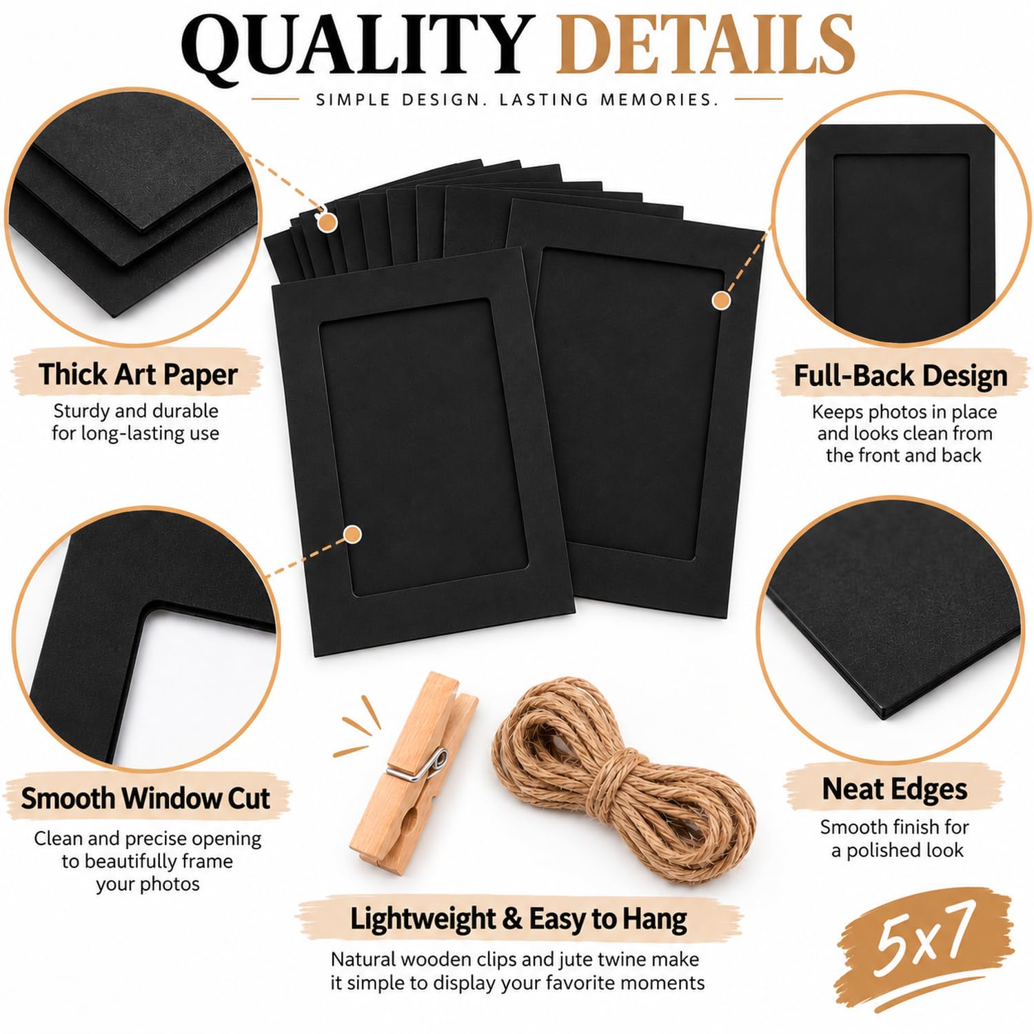 30 wooden clips and three 80 inch jute strings for hanging