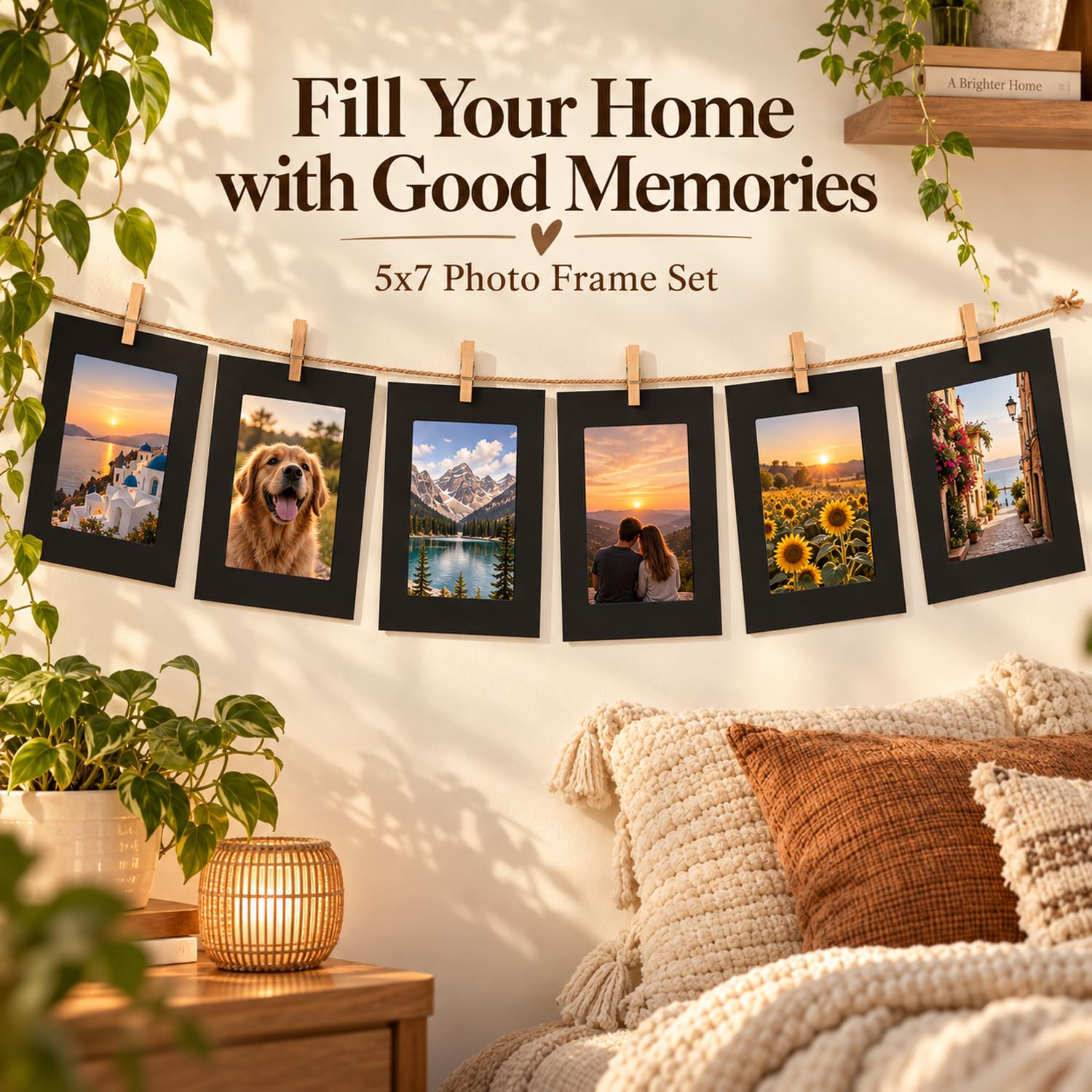 Memory wall hanging using Enenes frames and clips