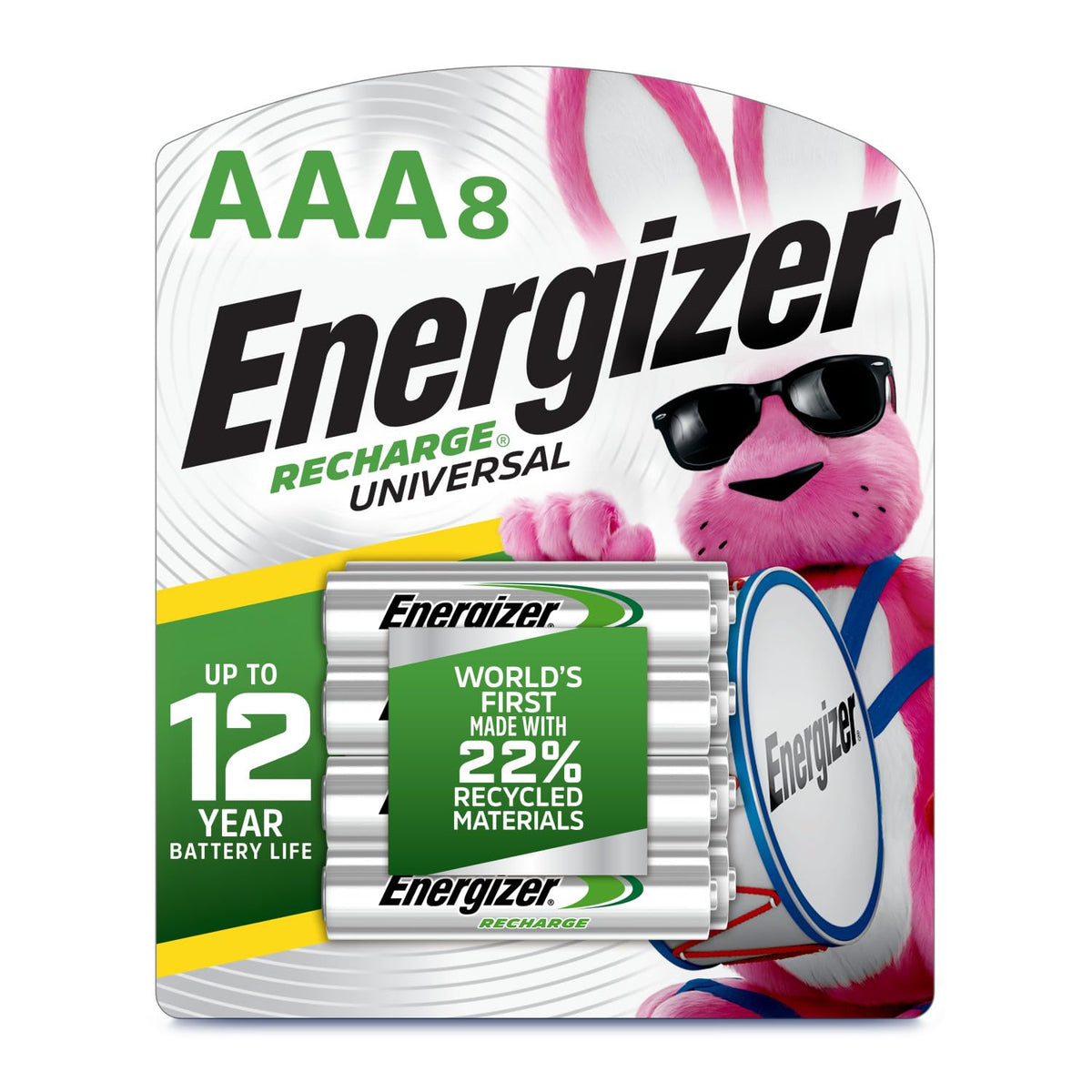 Energizer Recharge Universal Rechargeable AAA Batteries 8 Pack product packaging