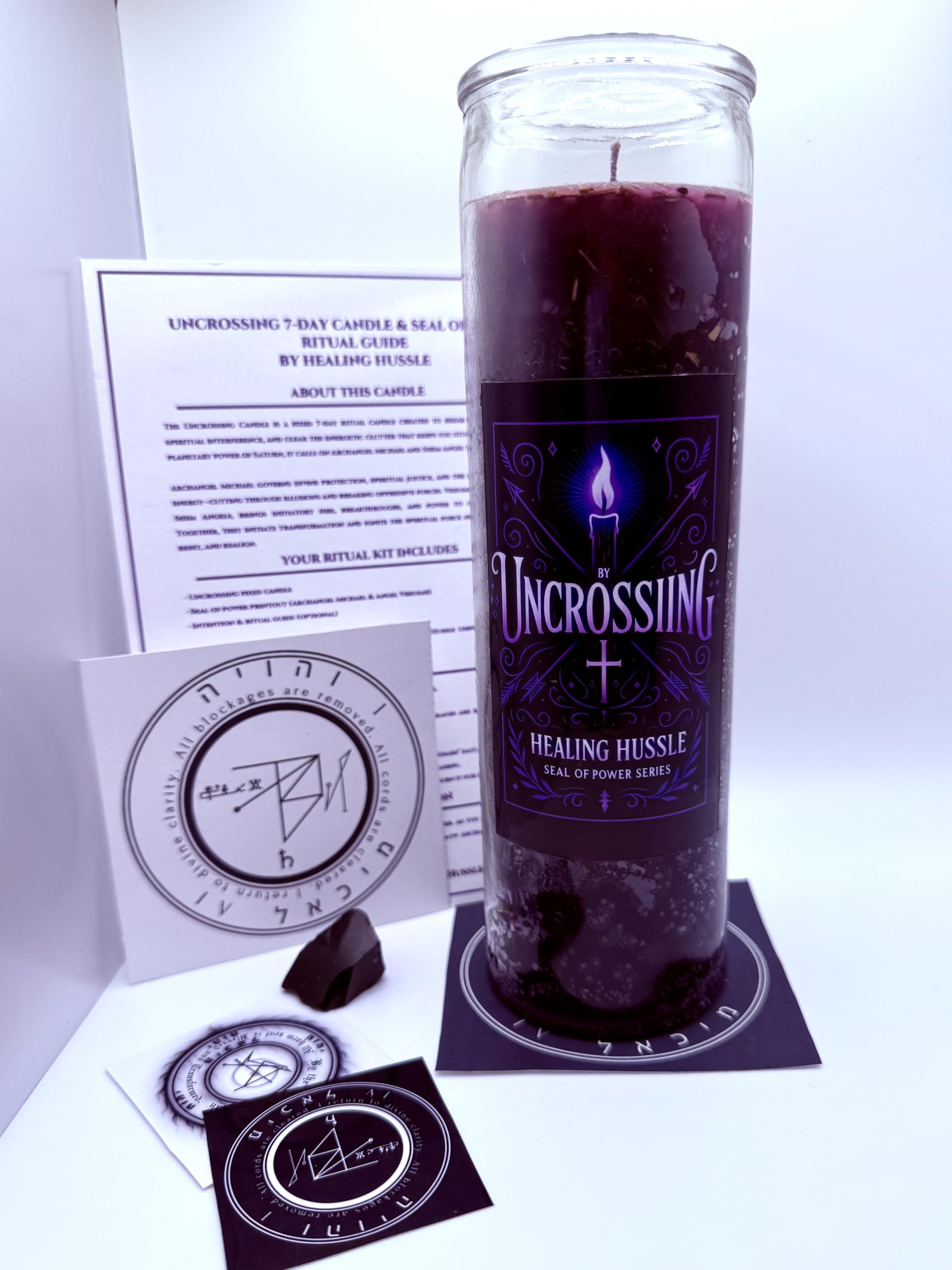 Energy cleansing protection candle with herbs and oils