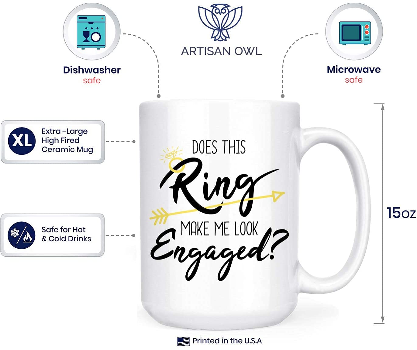 Engagement celebration announcement mug by Artisan Owl