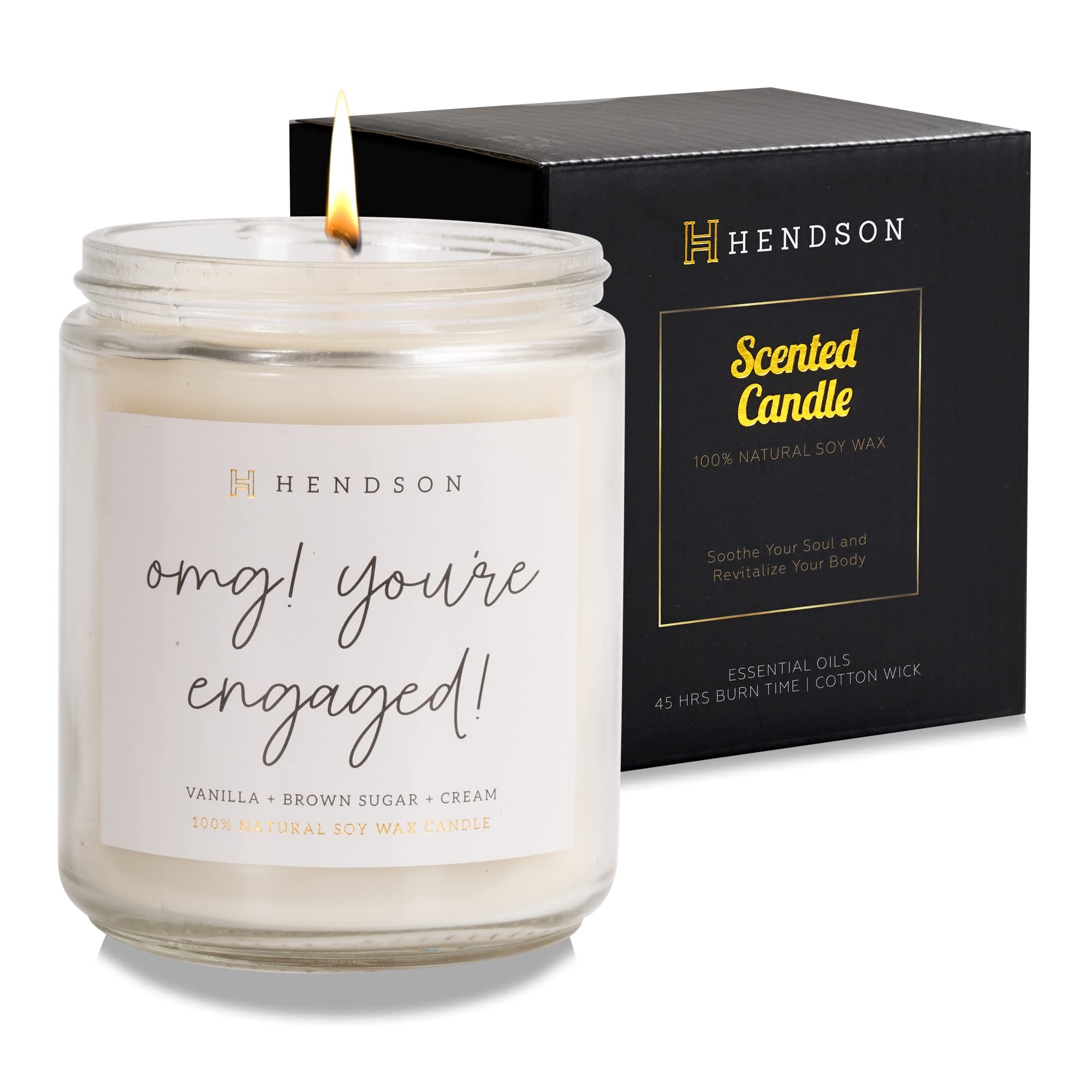 Engagement gift candle for couple in deluxe black gift box