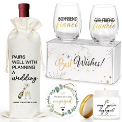 Engagement gifts for couples wine glasses set 2x15oz