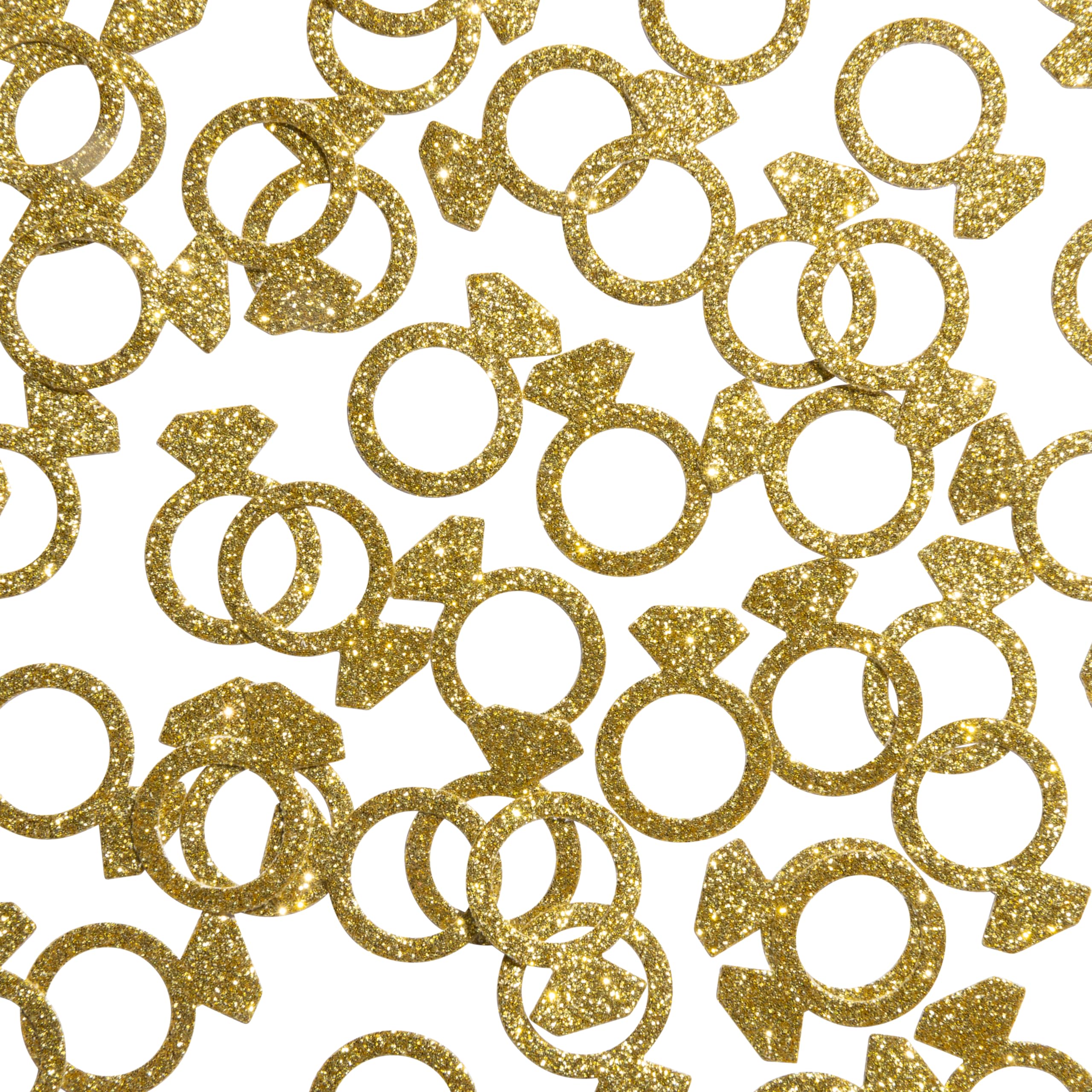 Gold glitter engagement ring confetti for bachelorette parties CloverCrafts
