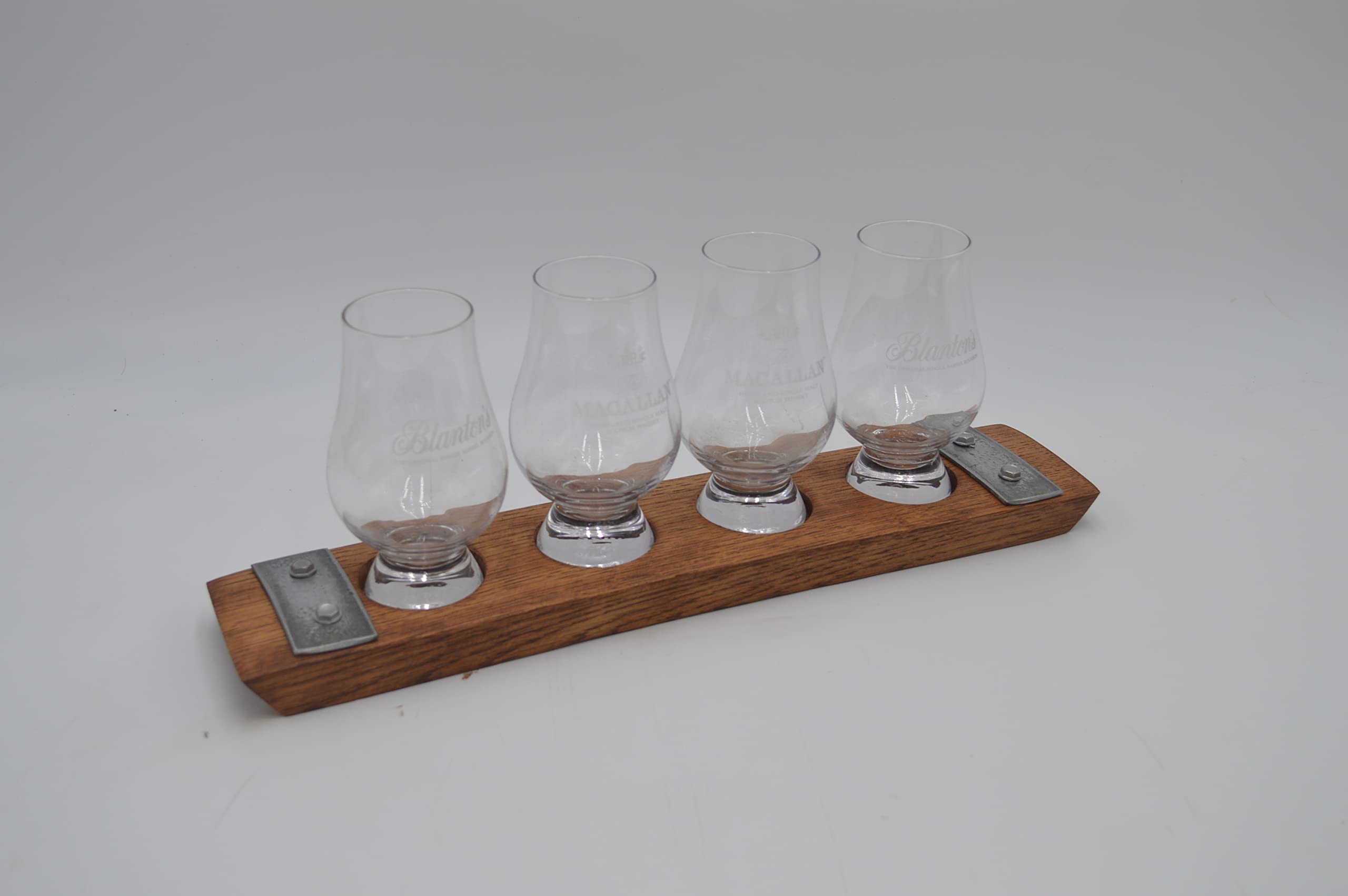 English Chestnut stained flight board for whiskey tasting