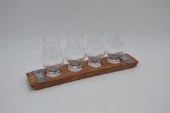 English Chestnut stained flight board for whiskey tasting