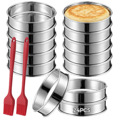 English Muffin Rings 4 inch stainless steel set close up