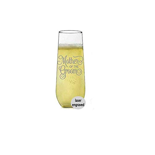 Engraved Champagne Glass stemless 8.5 oz wedding party gift