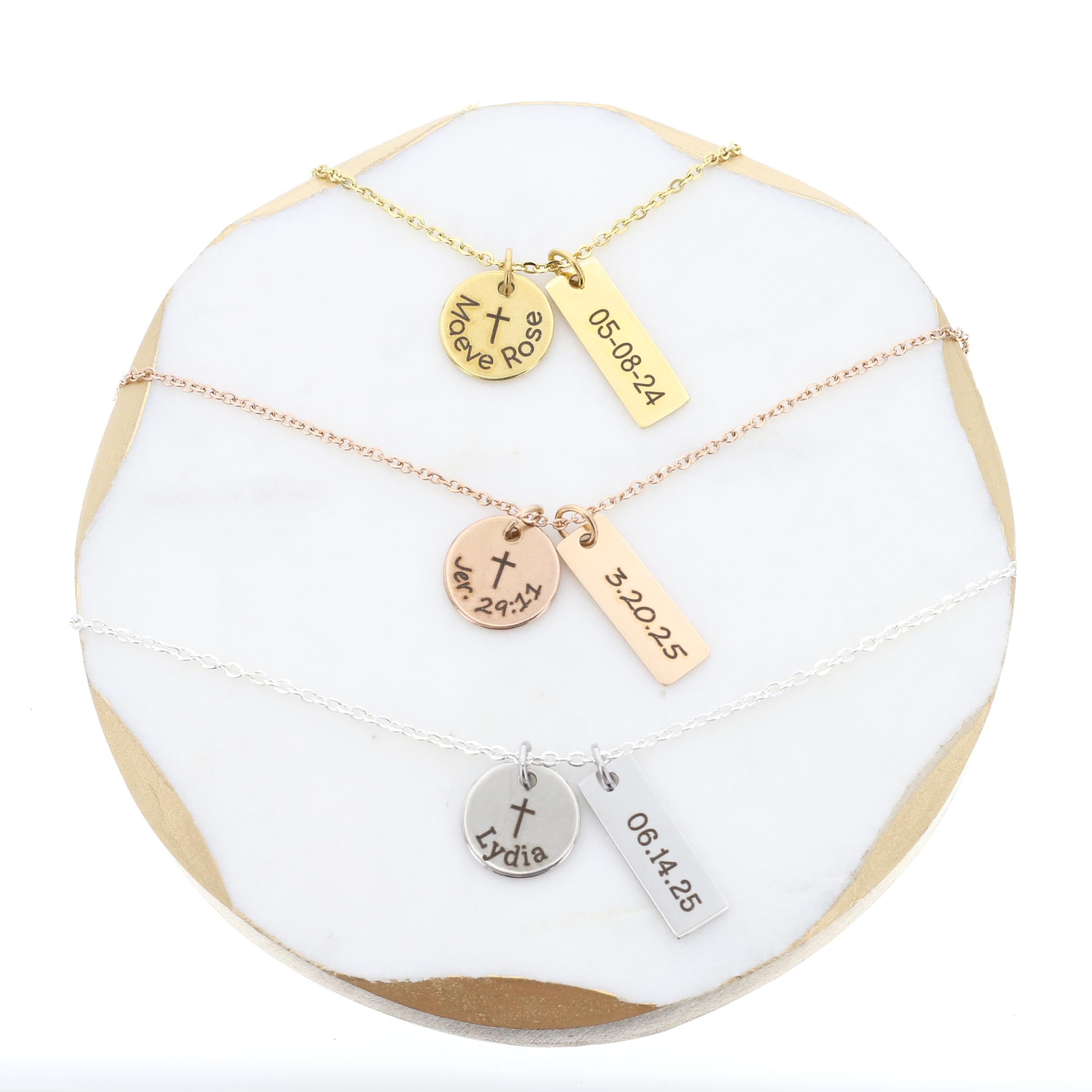 Cross design baptism necklace on a delicate chain