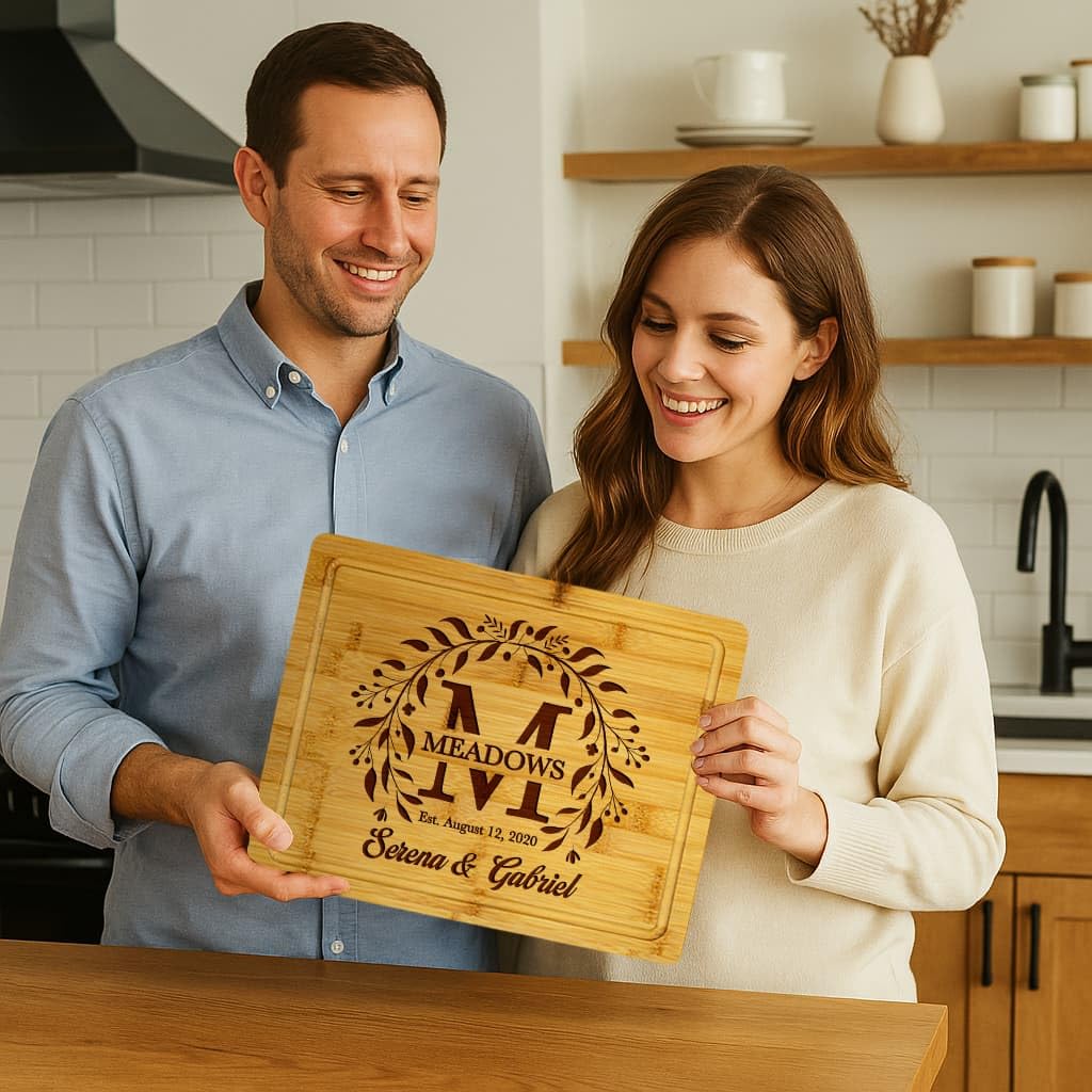 Last names est dates monogram engraving board
