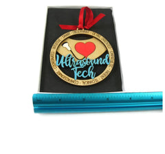 Back layer hand-painted heart and ultrasound probe on ornament