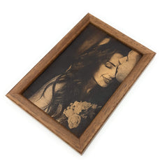 Engraved photograph on real leather 4x6 size