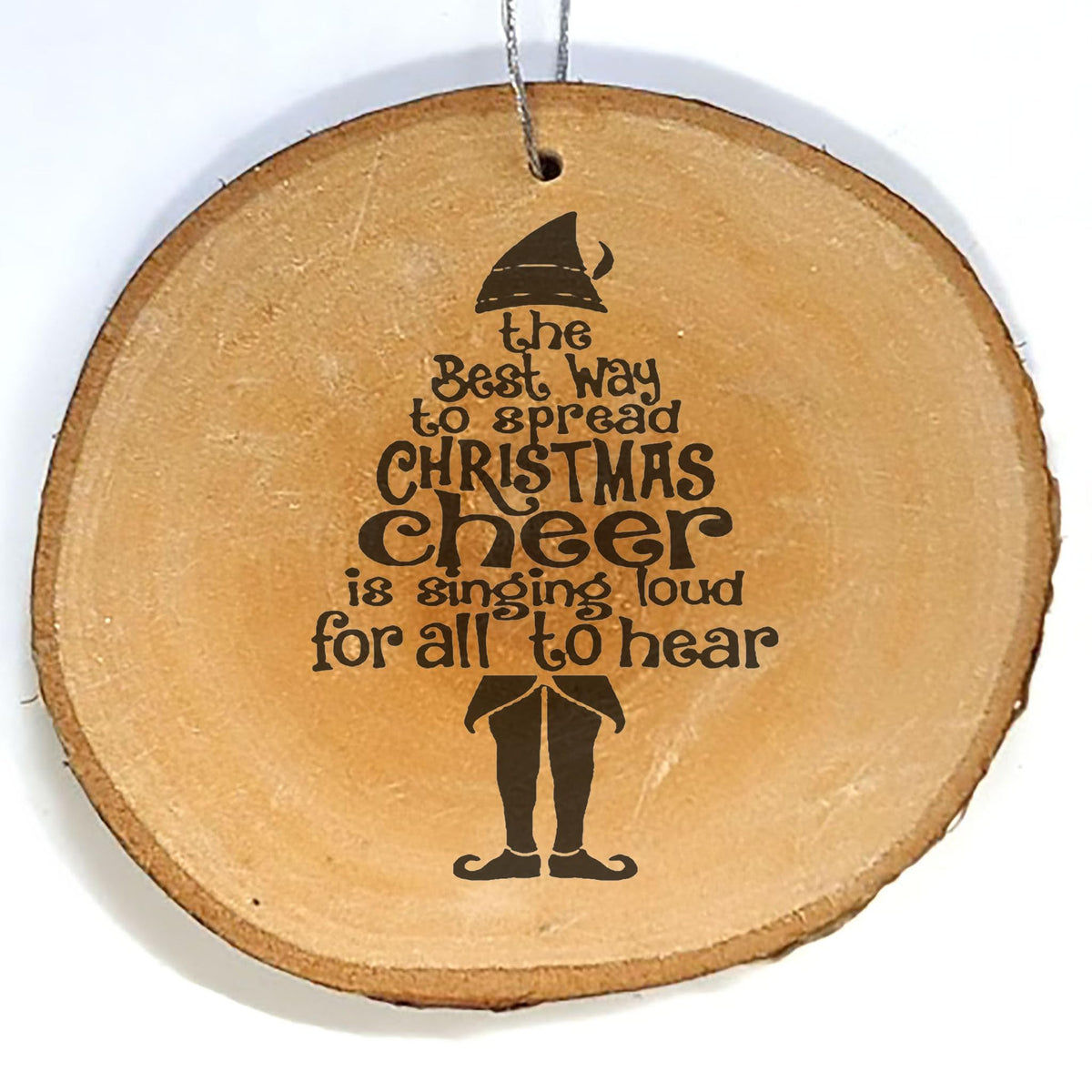Engraved wood ornament Live Edge made from alder wood in Oregon