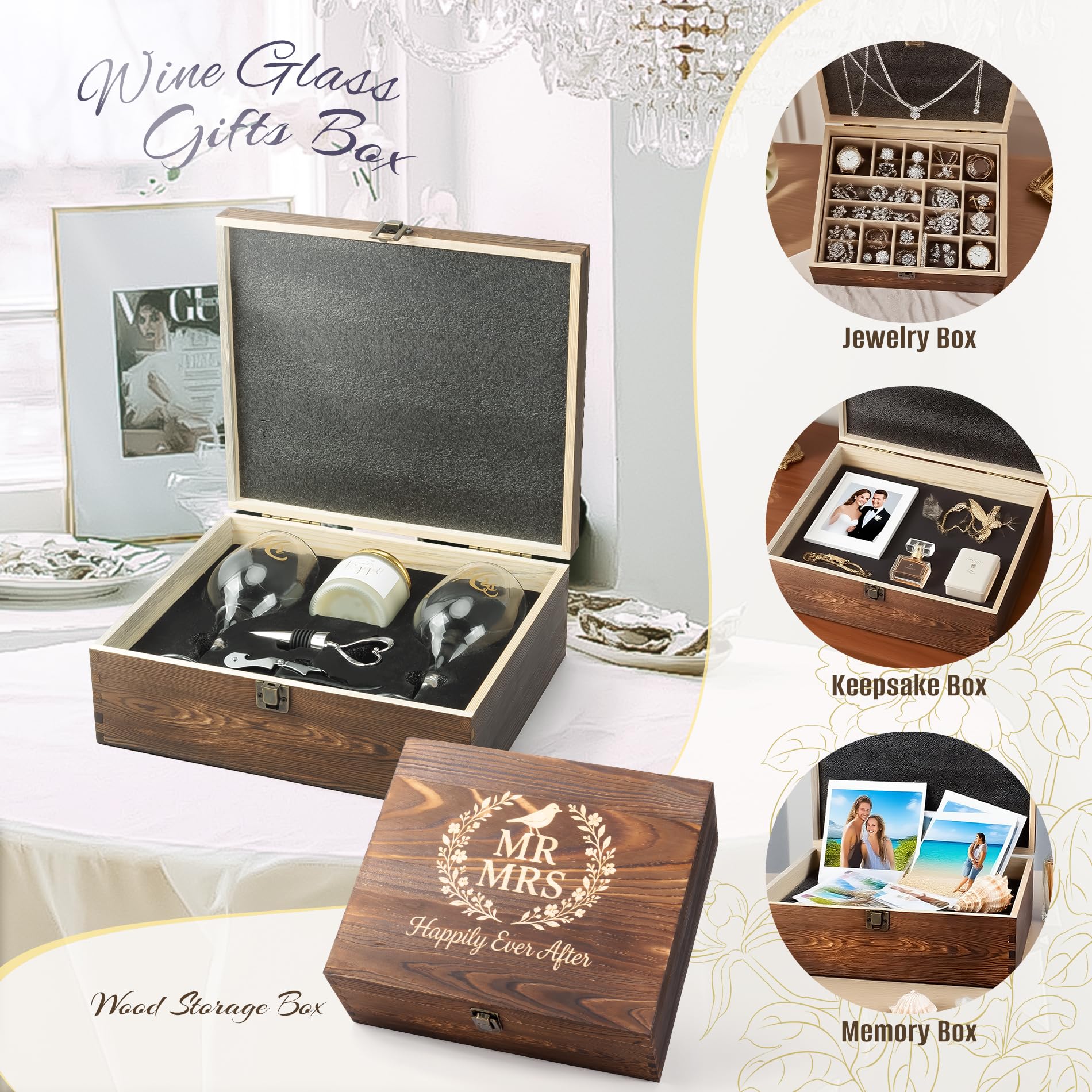 Engraved Mr and Mrs wooden keepsake box