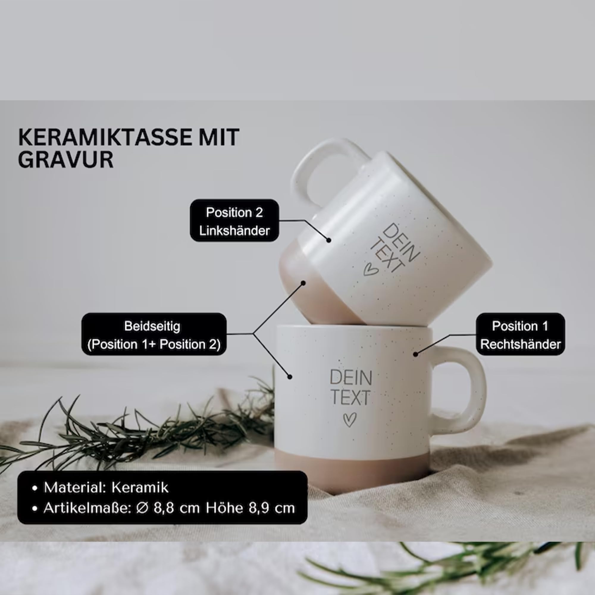 Permanent laser engraved design on ceramic mug
