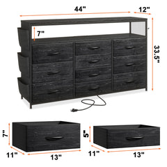 Dresser showing side pockets and hanging hook