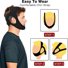 Chin strap with enlarged ear holes black 57cm worn