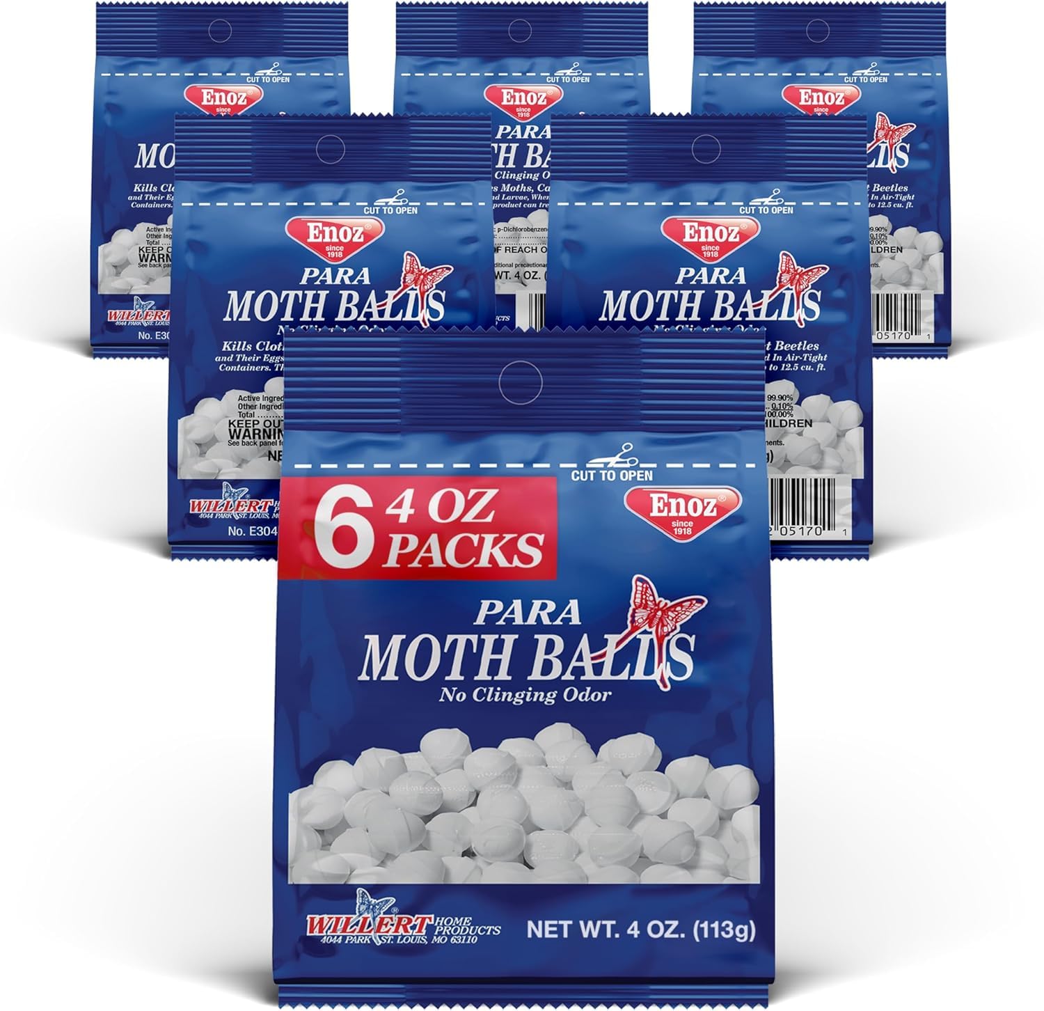 Enoz Para Moth Balls 4 oz 6 pack for closets