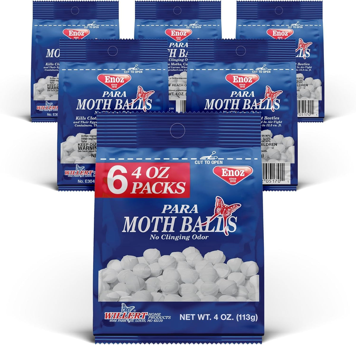 Enoz Para Moth Balls 4 oz 6 pack for closets