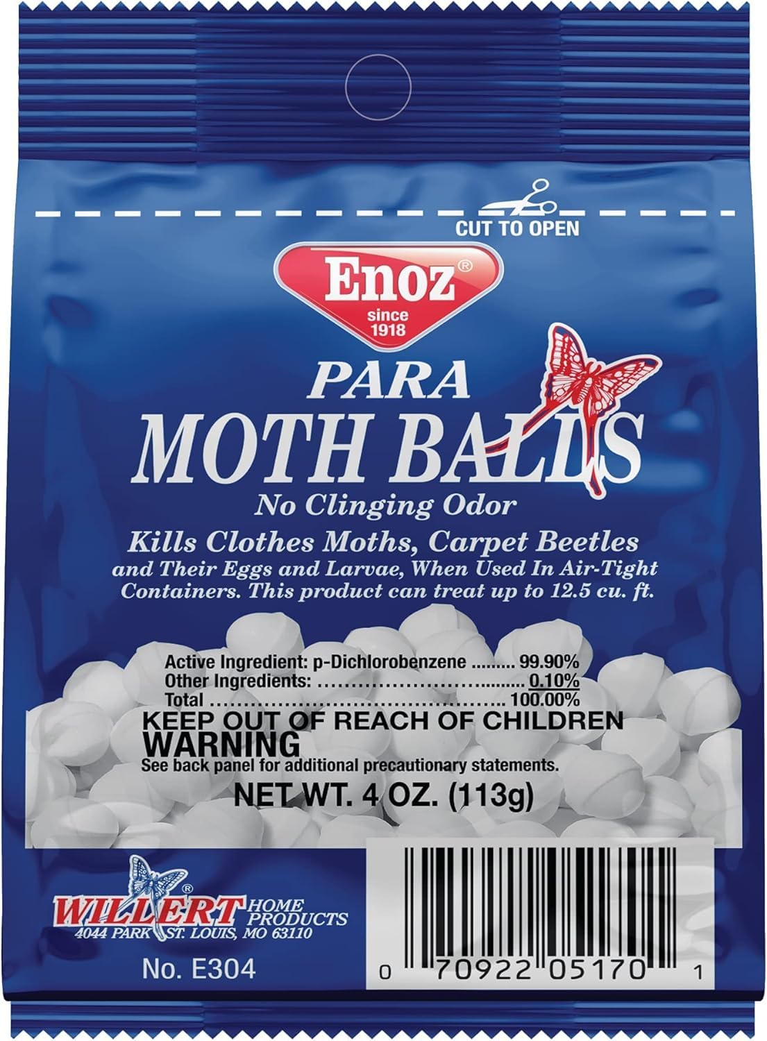 Enoz Para Moth Balls in garment closet storage